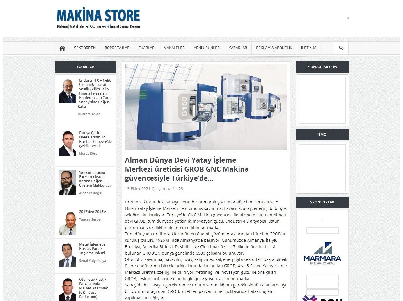 Alman Dünya Devi Yatay İşleme Merkezi GROB, GNC Makina Güvencesi ile Türkiye'de